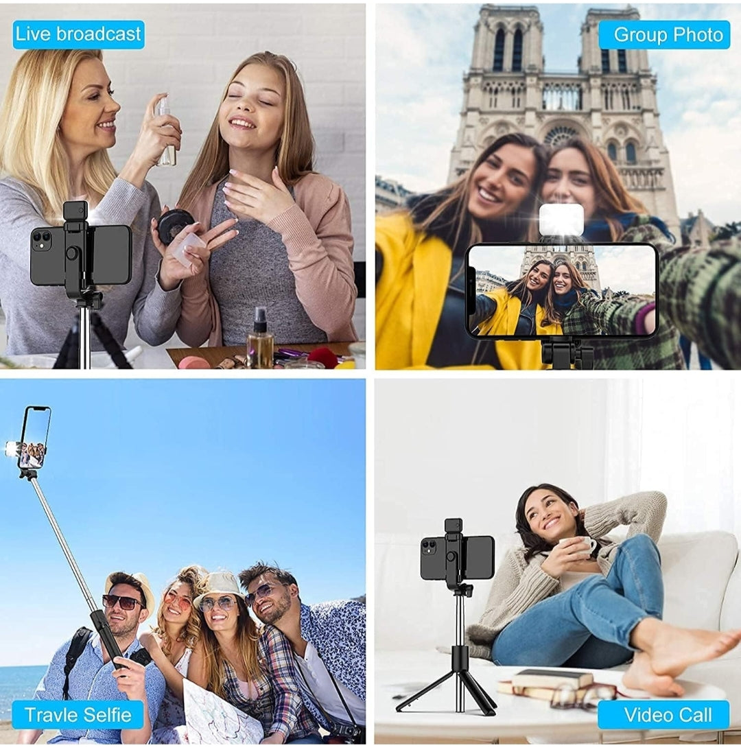 Flash 3-in-1 Selfie Stick Tripod with Bluetooth Remote